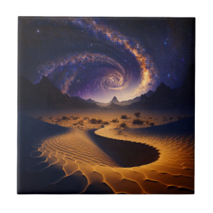 Desert Galaxy Surreal Landscape Art Tile