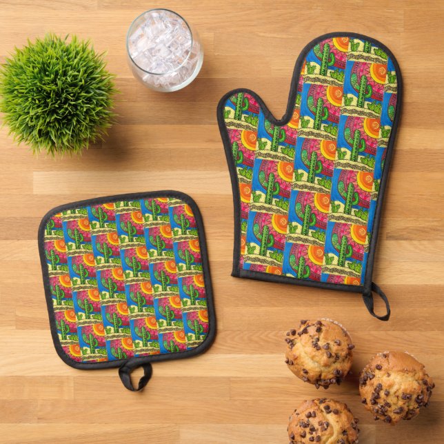 Desert Giant Oven Mitt & Pot Holder Set (Top Down)