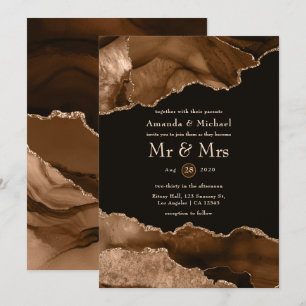 Desert Gold Agate Watercolor Wedding Invitation