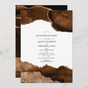 Desert Gold Watercolor Agate Engagement Party Invitation