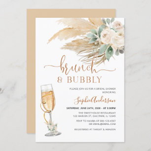 Desert Greenery Boho Pampas Grass Brunch & Bubbly Invitation