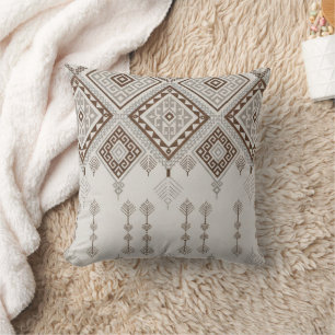 Desert Harmony – Brown Geometric Tribal  Cushion