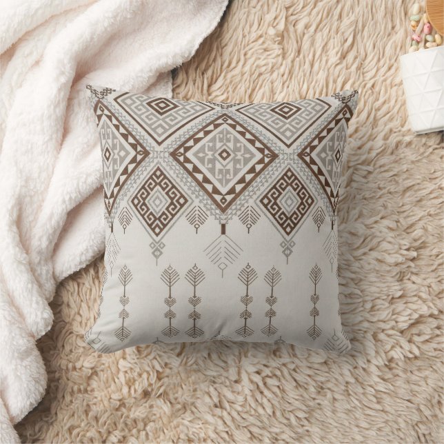 Desert Harmony – Brown Geometric Tribal  Cushion (Blanket)