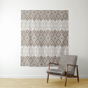 Desert Harmony Brown Moroccan Geometric Tribal Tapestry