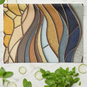 Desert Hills Sand Gold Mosaic Fine Art Tea Towel