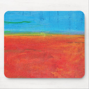 Desert Horizon blue sky orange sand abstract Mouse Mat