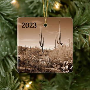 Desert in sepia ceramic ornament