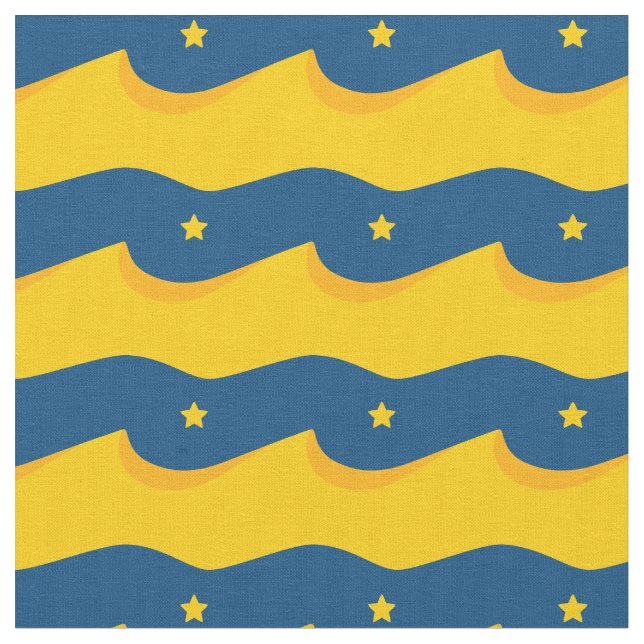 Desert in the night - a blue and yellow pattern fabric (Close Up)
