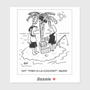 Desert Island Castaway Couple Cartoon.