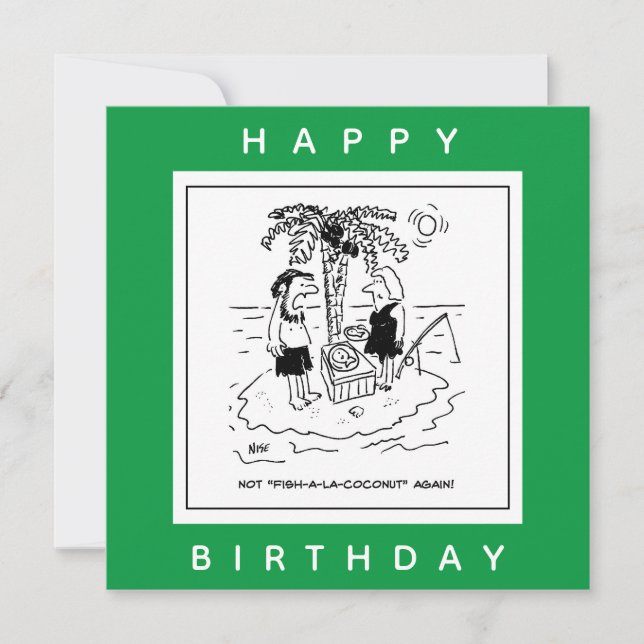 Desert Island Fish & Coconut Menu Cartoon (Front)