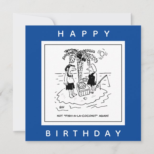 Desert Island Fish & Coconut Menu Cartoon (Front)