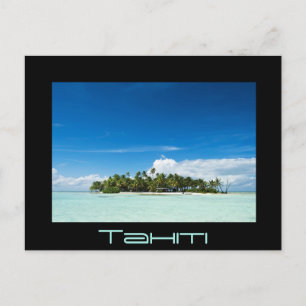 Desert island in the pacific black Tahiti postcard
