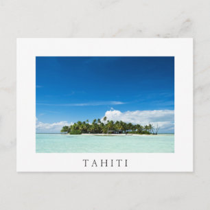 Desert island in the pacific white text postcard
