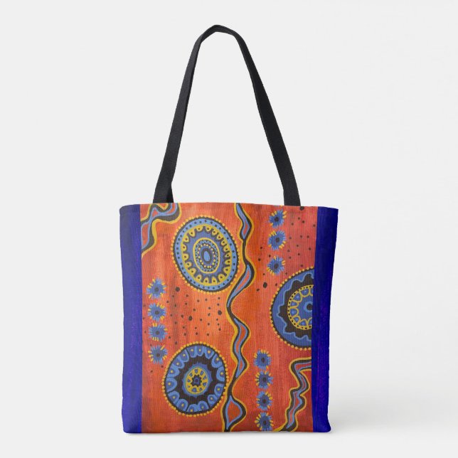 Desert Jewel tones abstract hand painted mood Tote Bag (Back)