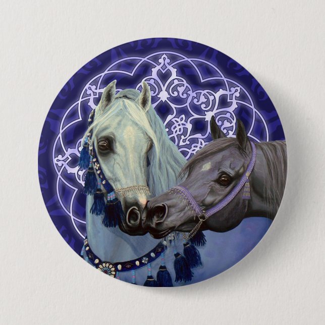 Desert Jewels Arabian horses round button (Front)