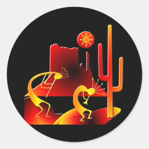 Desert Kokopelli Classic Round Sticker