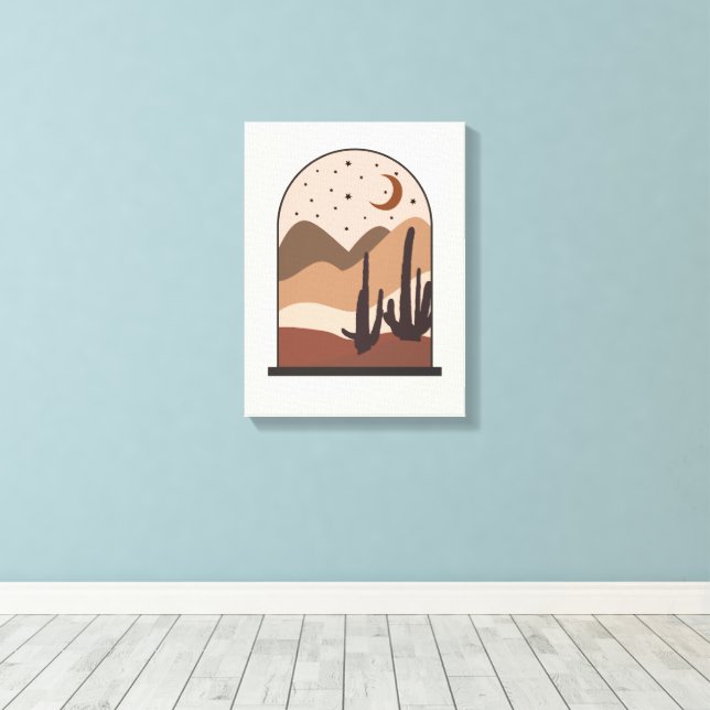 Desert Landscape, Arizona, Boho Abstract Art Canvas Print (Insitu(Wood Floor))