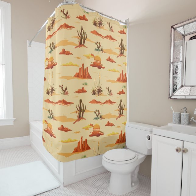 Desert Landscape Arizona Pattern Shower Curtain (In Situ)