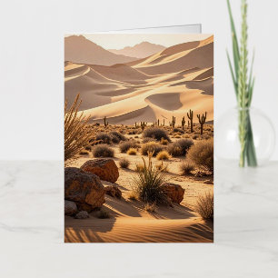 Desert landscape at sunset foil greeting card