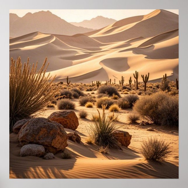Desert landscape at sunset poster (Front)