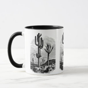 Desert Landscape Cactus vintage Ink art Drawing  Mug