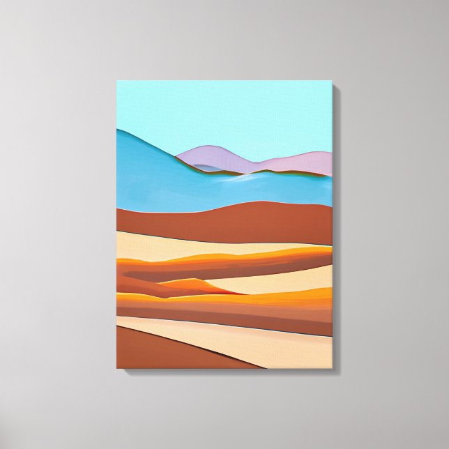 Desert Landscape in Rust Orange and Aqua     Canvas Print (Front)