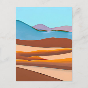 Desert Landscape in Rust Orange and Aqua    Postcard