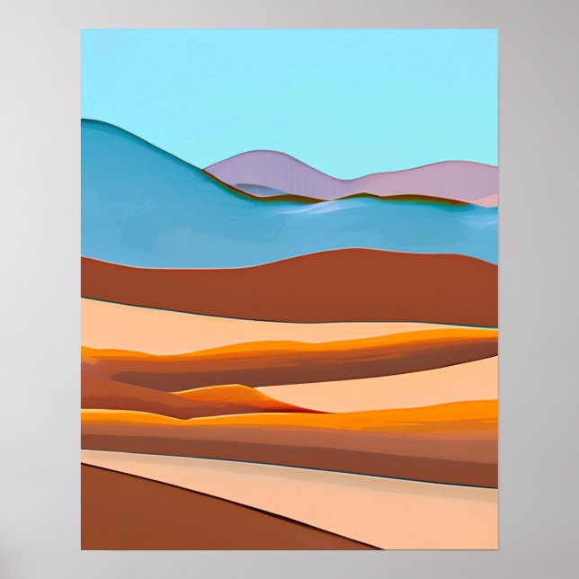 Desert Landscape in Rust Orange and Aqua     Poster (Front)