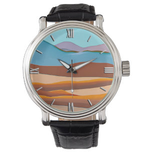 Desert Landscape in Rust Orange and Aqua Watch