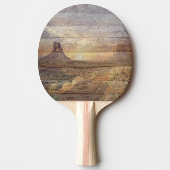 Desert Landscape Monument Valley And Cloudy Sky Ping Pong Paddle (Front)