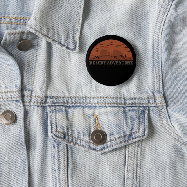 Desert landscape sunset vintage 6 cm round badge (In Situ)