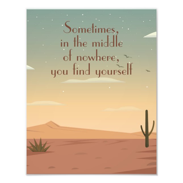 Desert Landscape Terracotta with Modern Quote  Photo Print (Front)
