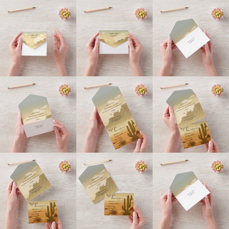  Desert Landscape Wedding All In One Invitation