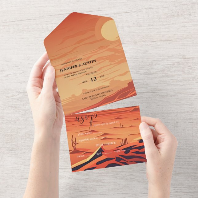  Desert Landscape Wedding All In One Invitation (Tearaway)