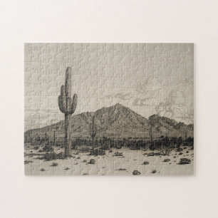 Desert Landscape With Cactus Scene Puzzle