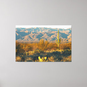 Desert Landscape with Saguaro Cactus Canvas Print