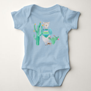 Desert LIama Cactus Flowers Nature Baby Bodysuit