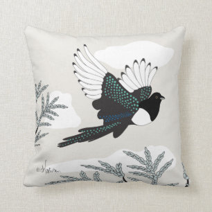 DESERT LIFE Magpie stylised with sage Cushion
