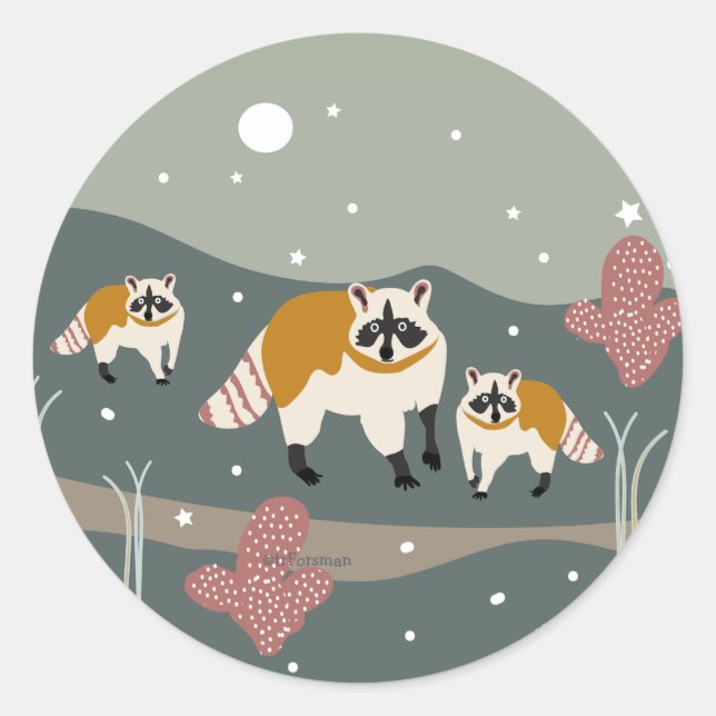 Desert Life racoon sticker for packages (Front)