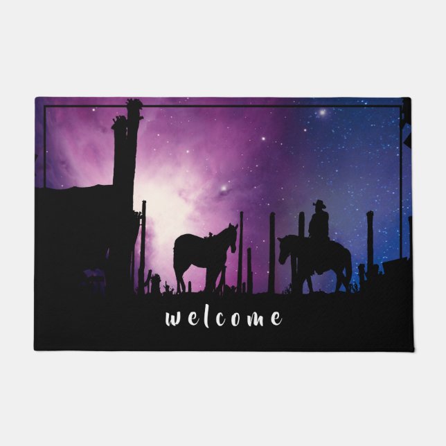DESERT LIGHTS COWBOY TRAIL DOORMAT (Front)