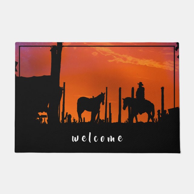 DESERT LIGHTS COWBOY TRAIL DOORMAT (Front)