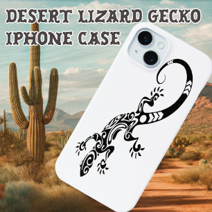 Desert Lizard Gecko Black White Minimalist Art iPhone 15 Plus Case
