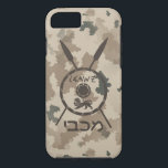 Desert Maccabee Shield And Spears iPhone 8/7 Case<br><div class="desc">A military brown "subdued" style depiction of a Maccabee&#39;s shield and two spears on a desert camo background. The shield is adorned by a lion and text reading "Yisrael" (Israel) in the Paleo-Hebrew alphabet. Hebrew text reading "Maccabee" also appears. The Maccabees were Jewish rebels who freed Judea from the yoke...</div>