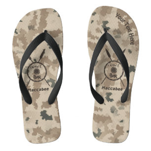Desert Maccabee Shield And Spears Flip Flops