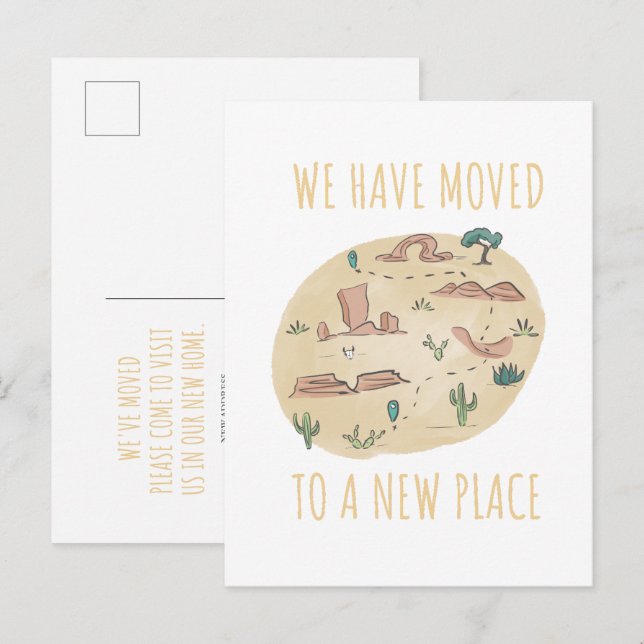 Desert Map We Moved Announcement Postcard (Front/Back)