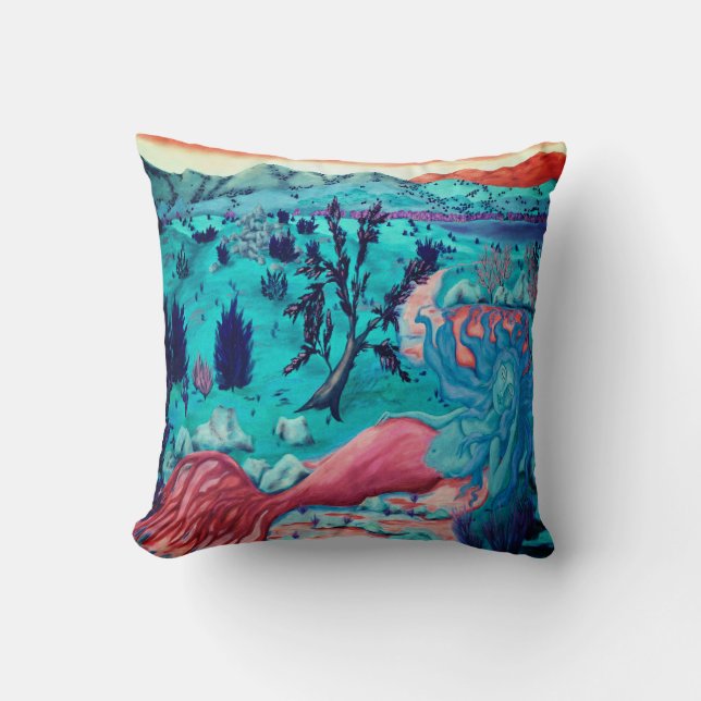 Desert Mermaid Throw Pillow (Front)
