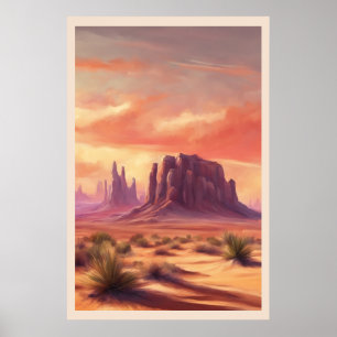 Desert Mesa Colourful Monument Valley Butte Poster