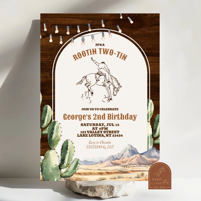 Desert Mexican Rootin’ TWO-Tin’ 2nd Birthday Invitation (Creator Uploaded)