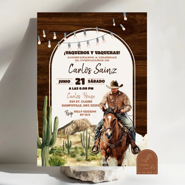 Desert Mexican Spanish Cowboy Birthday Invitation (Creator Uploaded)