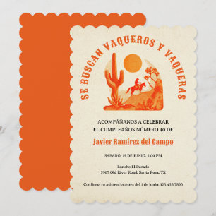 Desert Mexican Spanish Cowboy Birthday Party Invitation